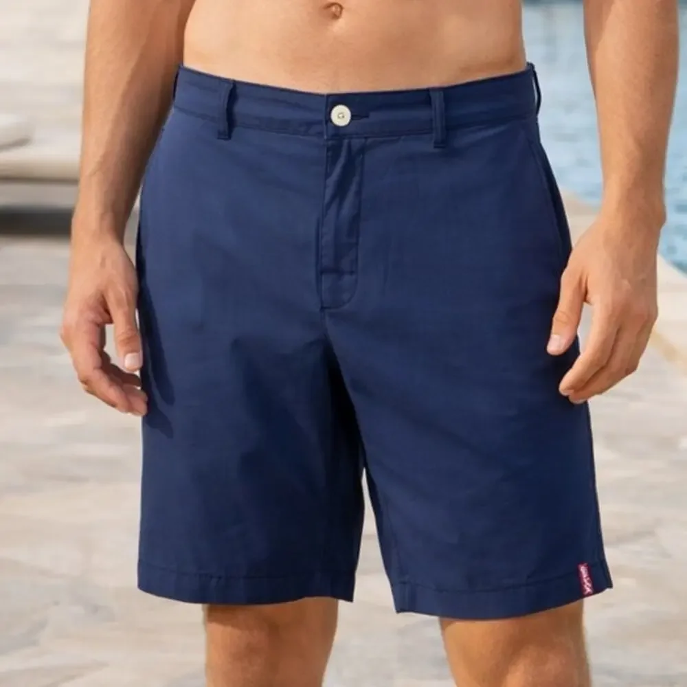 Tommy Bahama Navy Flat Front Swim Trunks Medium